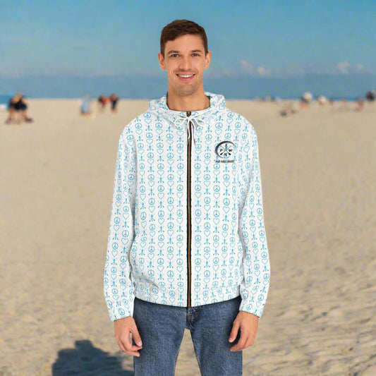 Men's Peace Love Paddleboard Pattern Full-Zip Hoodie