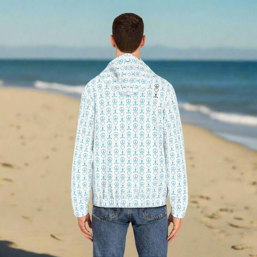 Men's Peace Love Paddleboard Pattern Full-Zip Hoodie