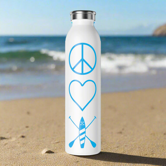 Peace Love Paddleboard Slim Water Bottle