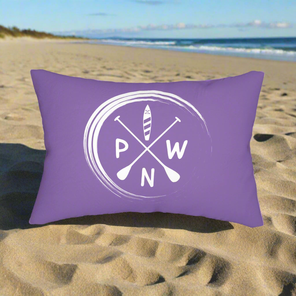 Purple Peace Love Paddleboard Lumbar Pillow