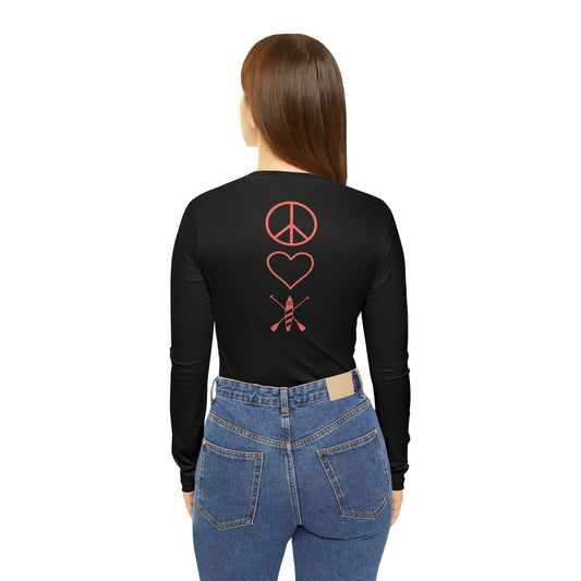 Orange Women's Peace Love Paddleboard Long Sleeve V-neck Shirt