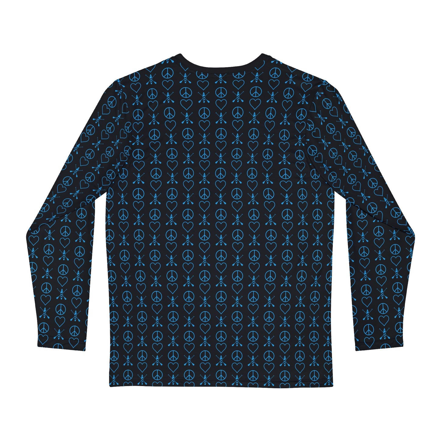 Turquoise Men's Long Sleeve Peace Love Paddleboard Pattern