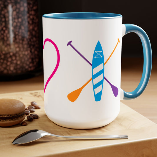 Peace Love Paddleboard Coffee Mugs, 15oz