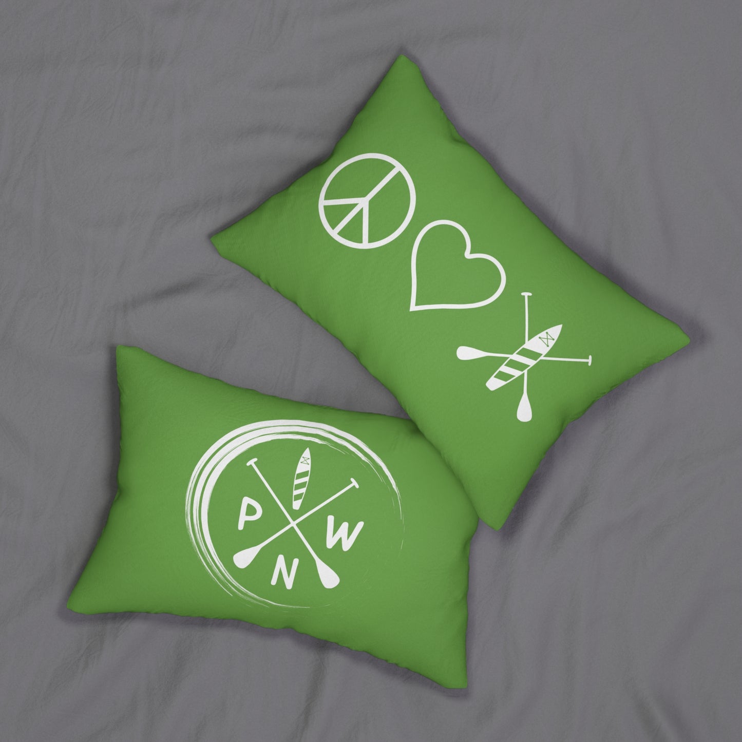 Green Peace Love Paddleboard Lumbar Pillow