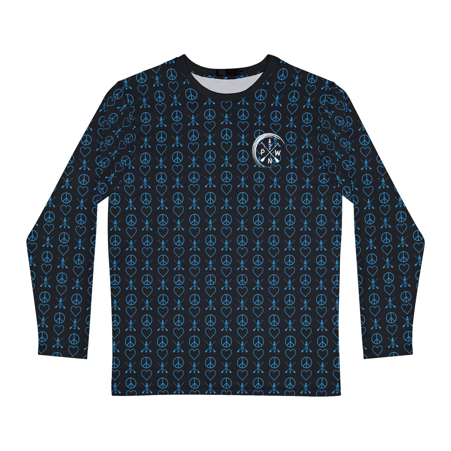 Turquoise Men's Long Sleeve Peace Love Paddleboard Pattern