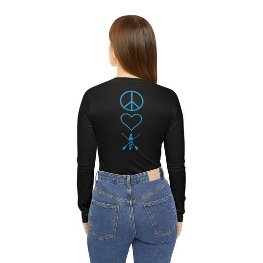 Turquoise Women's Peace Love Paddleboard Long Sleeve V-neck Shirt (