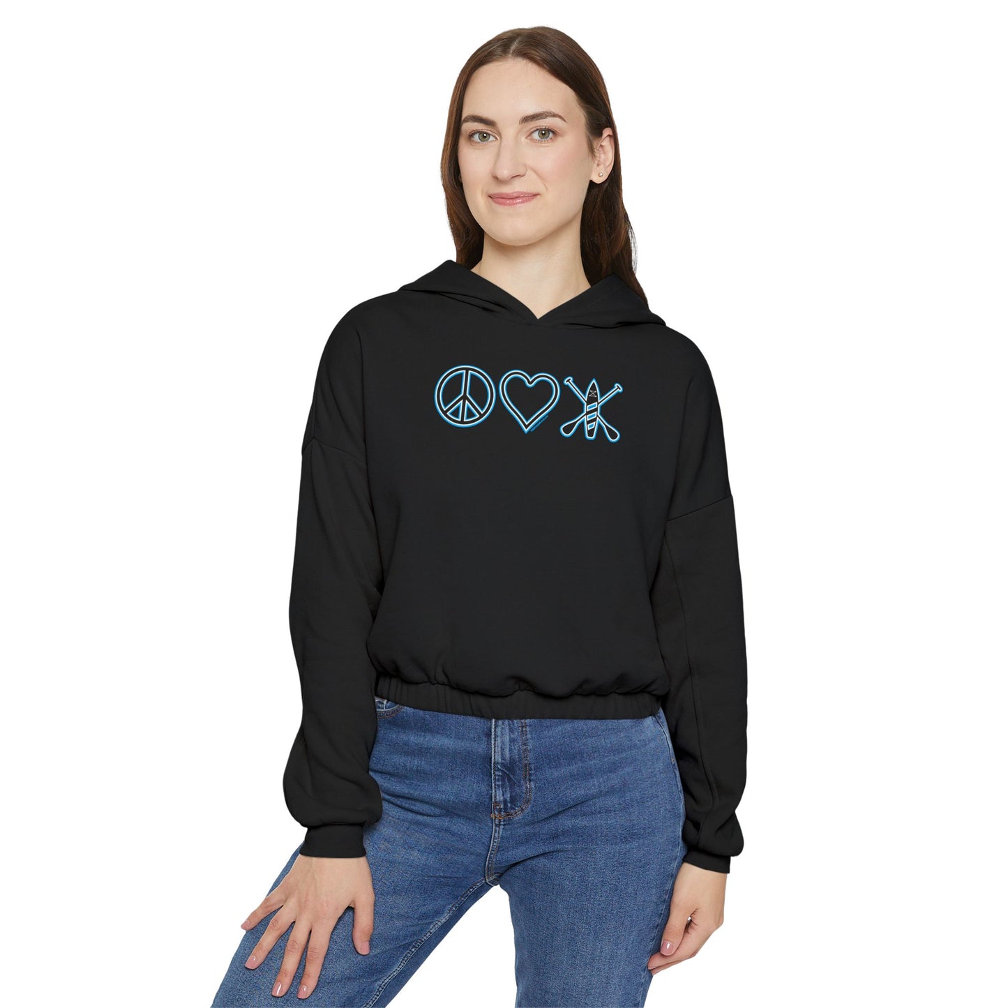 Women's Peace Love Paddleboard Cinched Bottom Hoodie