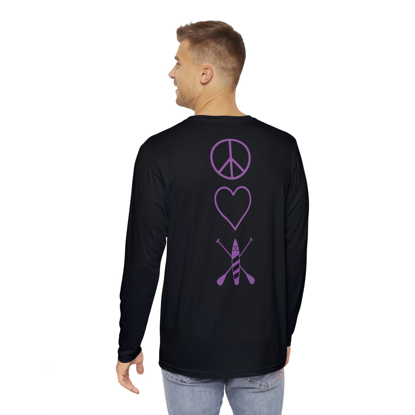 Purple Men's Long Sleeve Peace Love Paddleboard