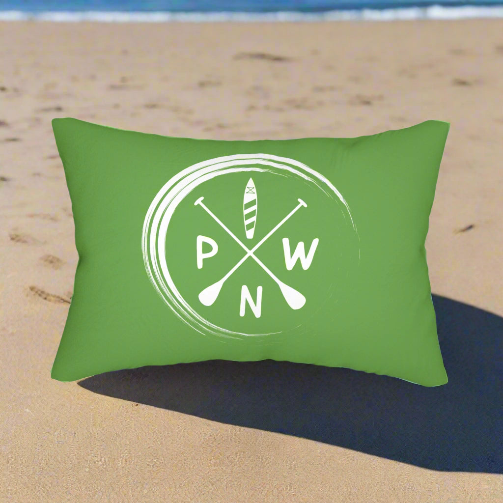 Green Peace Love Paddleboard Lumbar Pillow