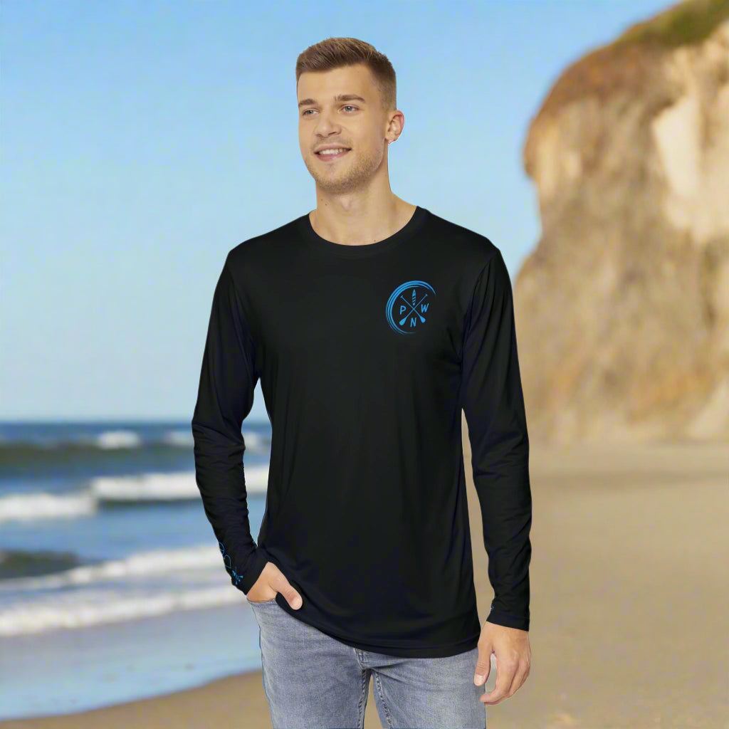 Turquoise Men's Long Sleeve Peace Love Paddleboard