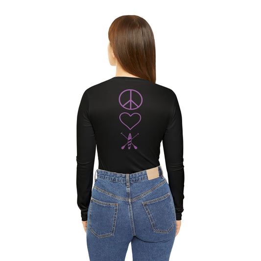 Purple Women's Peace Love Paddleboard Long Sleeve V-neck Shirt