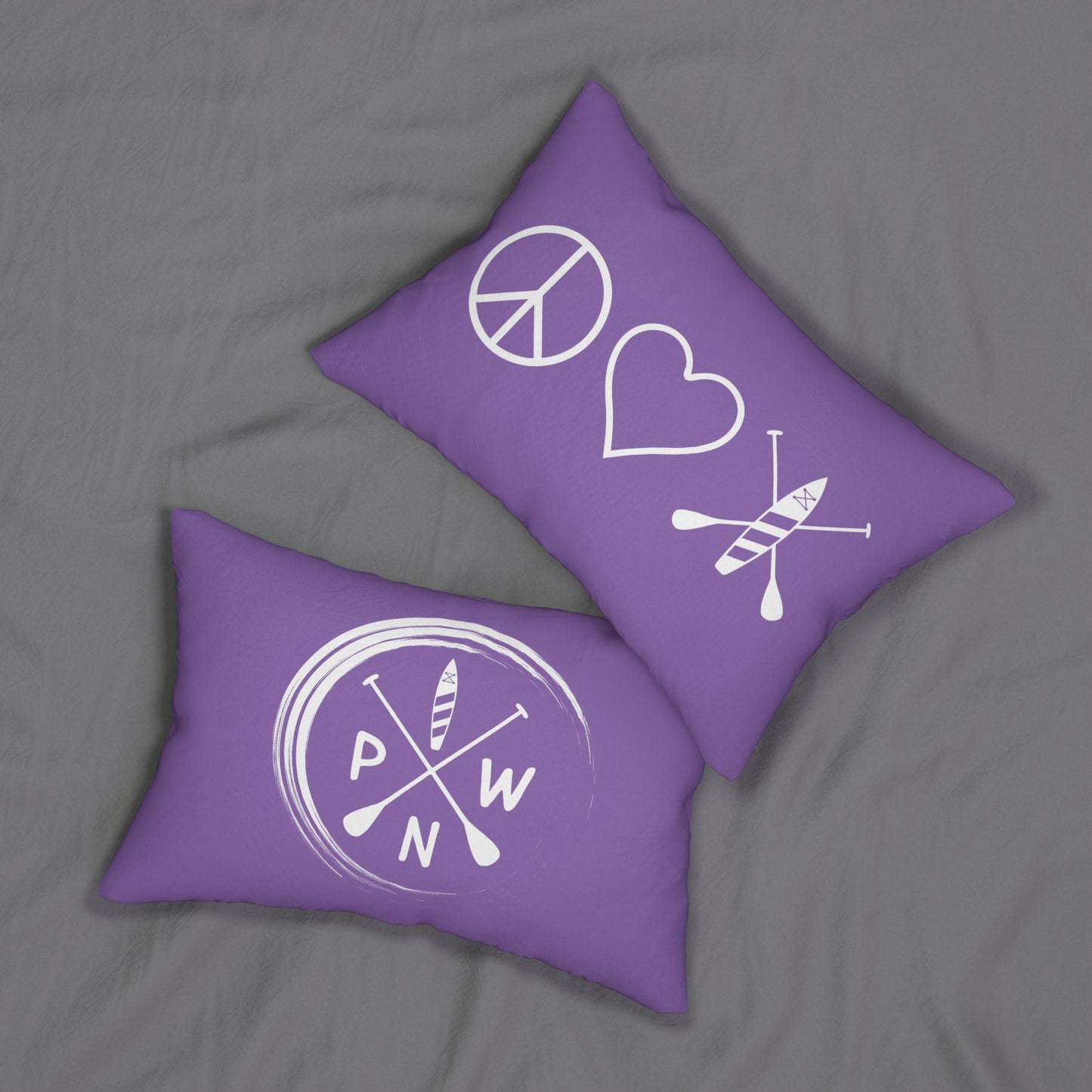 Purple Peace Love Paddleboard Lumbar Pillow