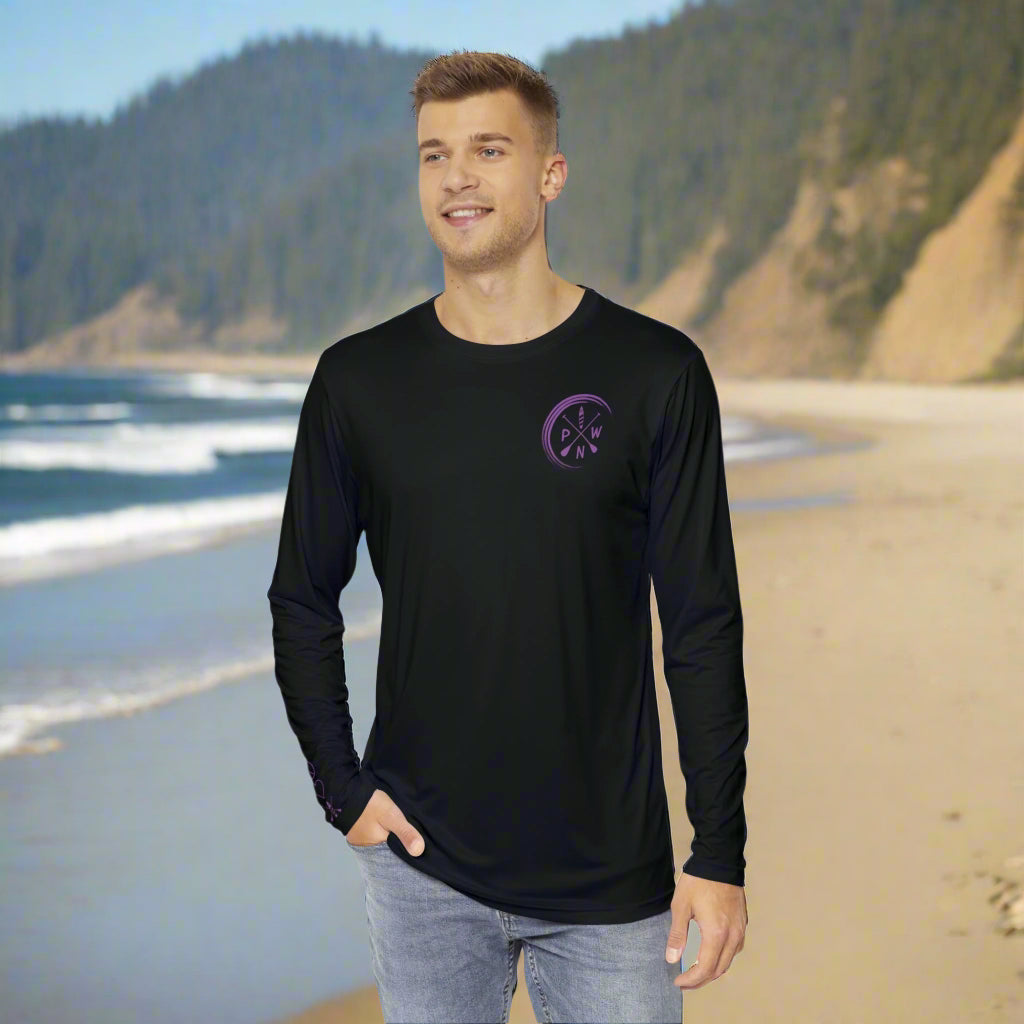 Purple Men's Long Sleeve Peace Love Paddleboard