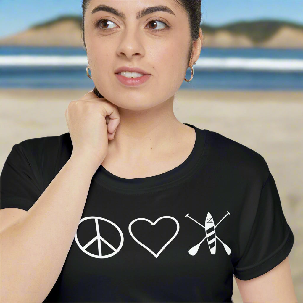 Women's Peace Love Paddleboard Shirt Black