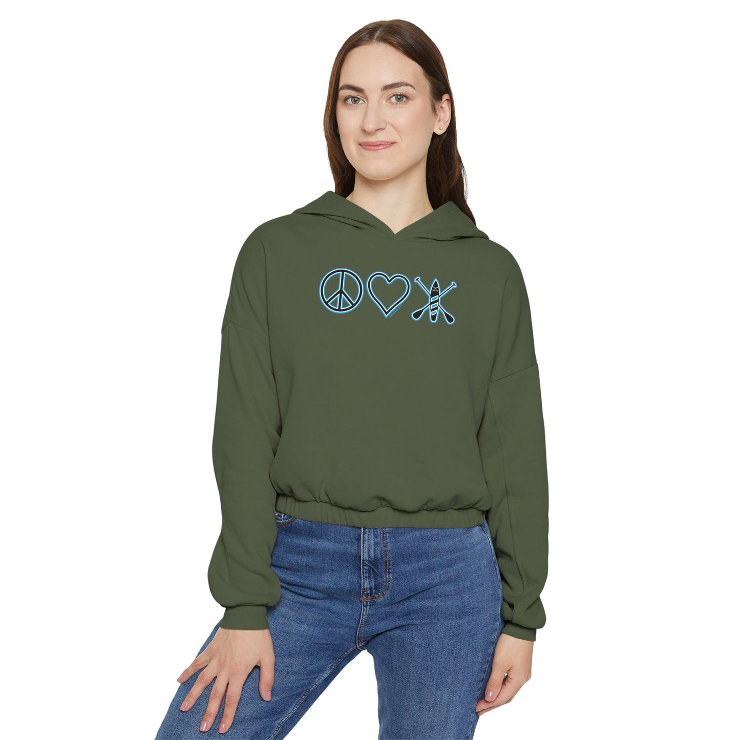 Women's Peace Love Paddleboard Cinched Bottom Hoodie