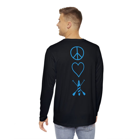 Turquoise Men's Long Sleeve Peace Love Paddleboard