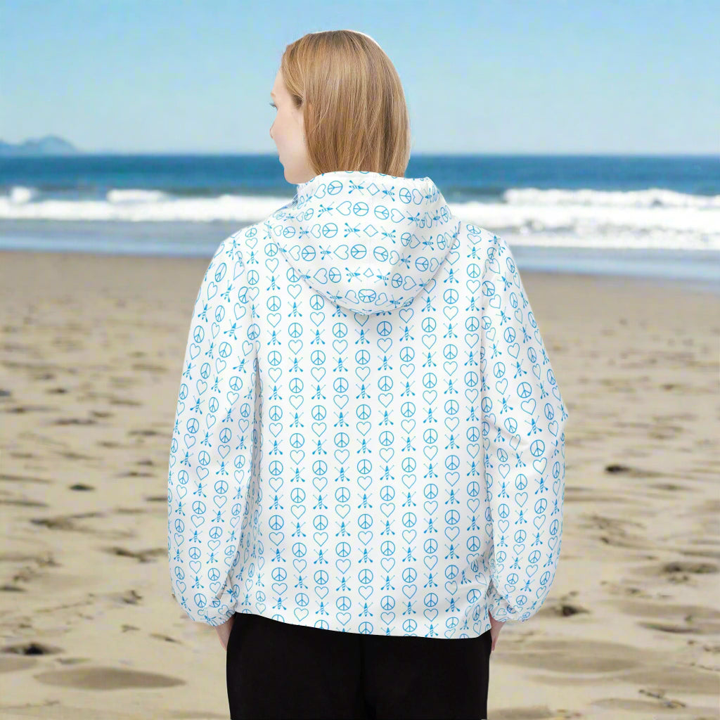 Women's Peace Love Paddleboard Pattern Windbreaker Jacket