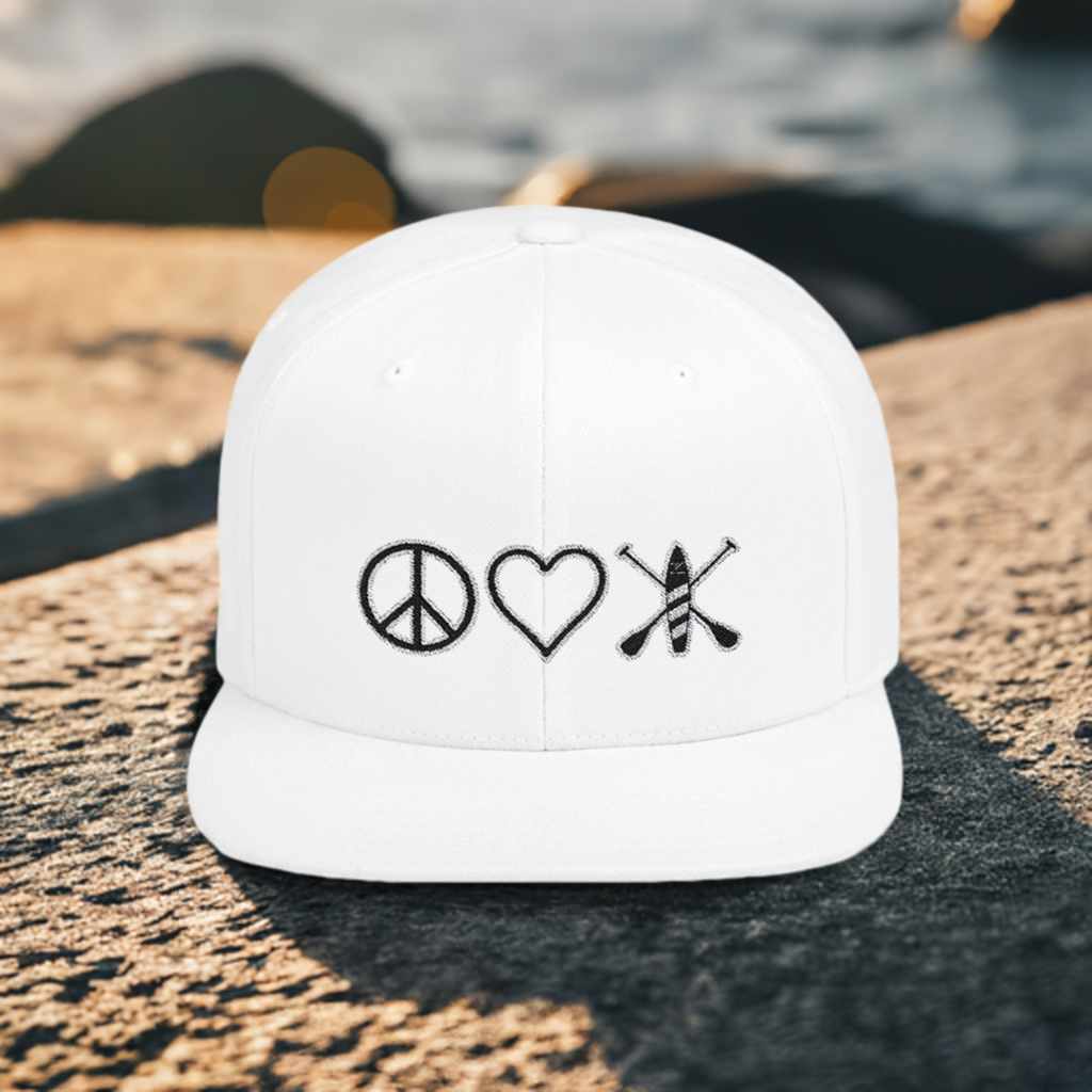 Peace Love Paddleboard Flat Bill Snapback